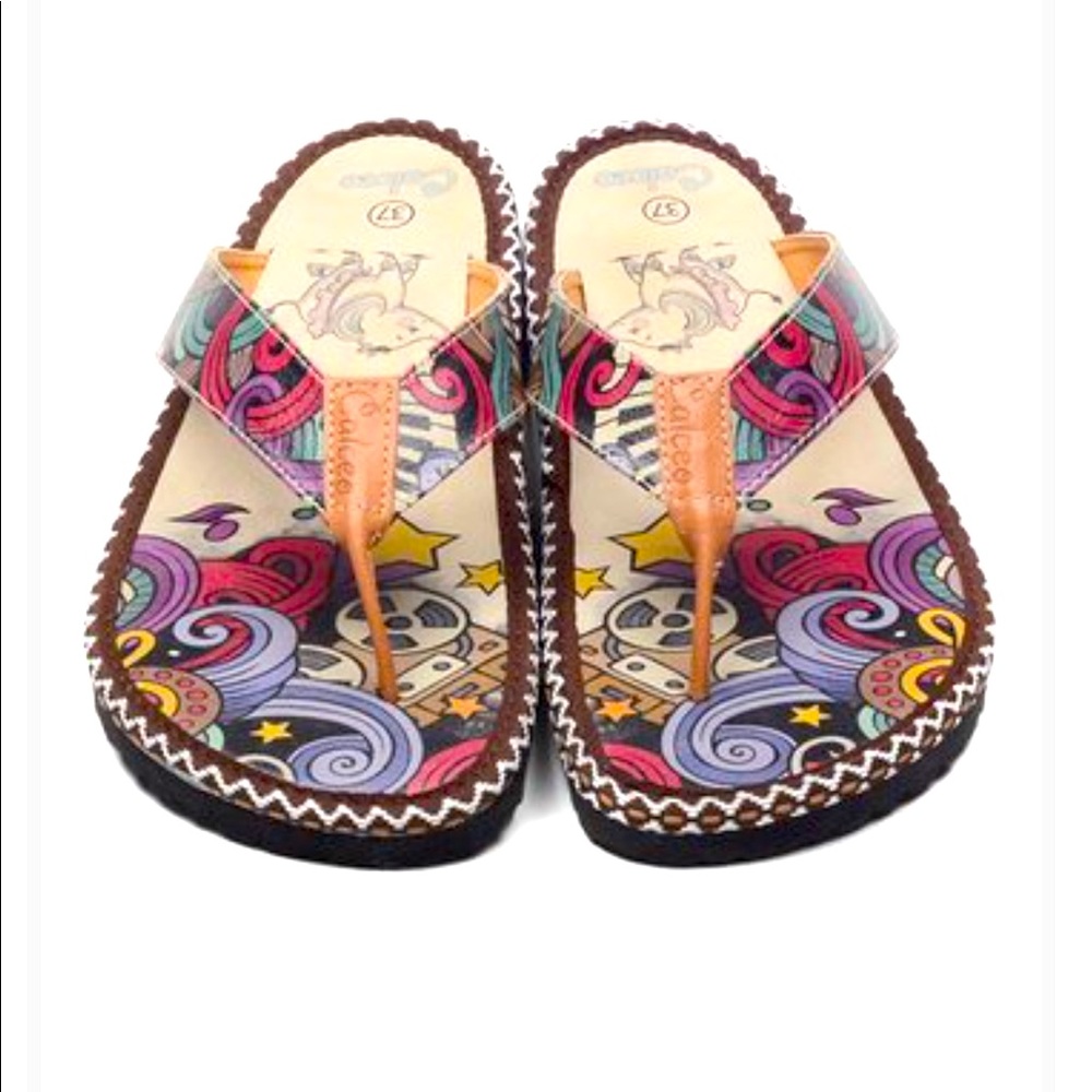 Calceo Purple & Ivory Swirl Flip Flops 6M